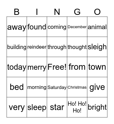 Word Bingo Blue Bingo Card