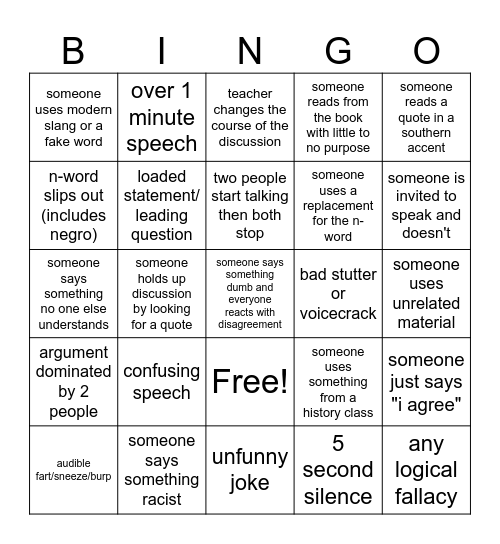 McNulty Seminar Bingo Card