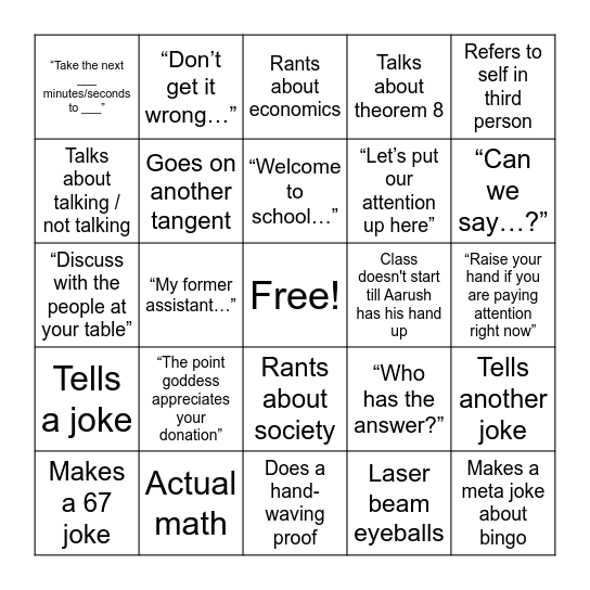 The first rule of bingo is no talking about bingo Card