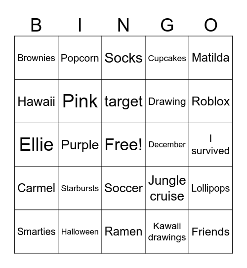 Birthday Bingo Card