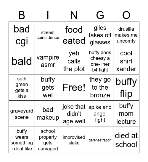 buffy bingo part 3! Bingo Card