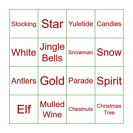 Christmas Bingo Card