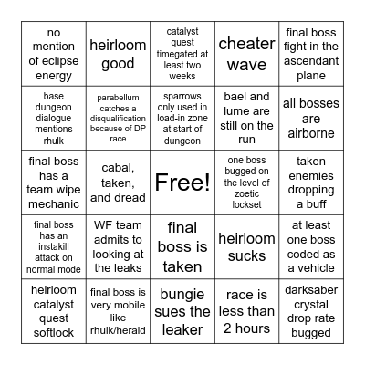 equilibrium week 1 Bingo Card