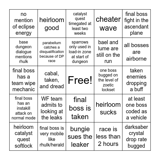 equilibrium week 1 Bingo Card