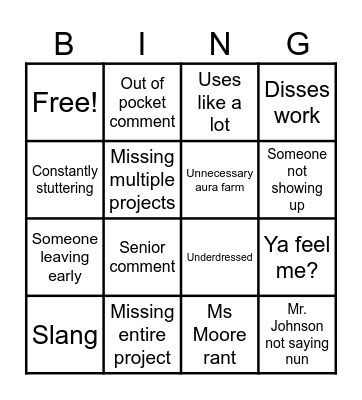 Portfolio bingo Card