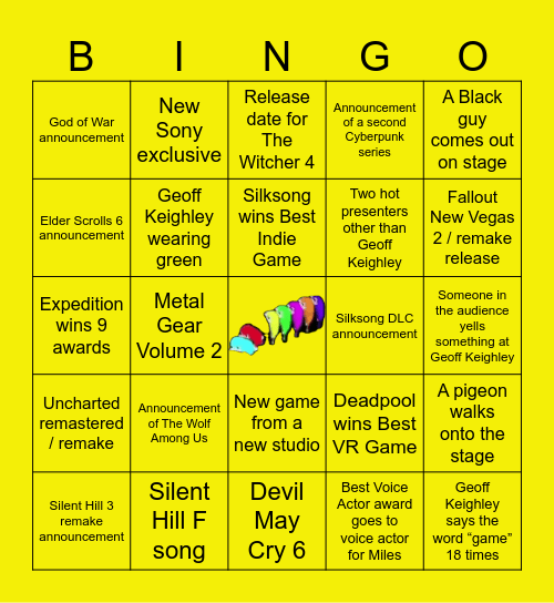 Game awards Bingo Card
