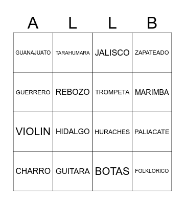 ALMA LATINA LOTERIA Bingo Card