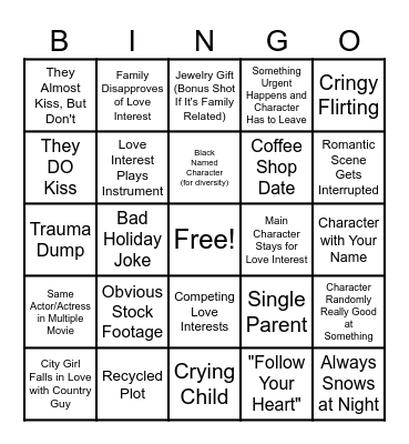 Hallmark Movie Bingo Card