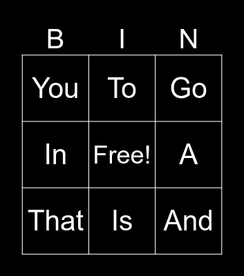 Sight words Bingo Card
