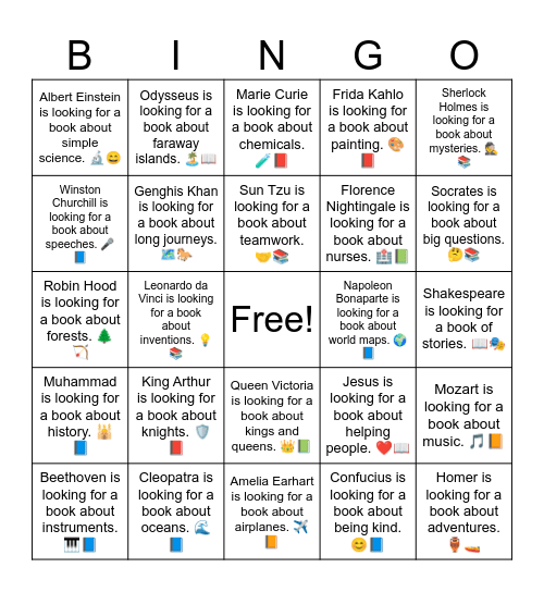 Mozart is looking for a book about music. 🎵📙 Bingo Card