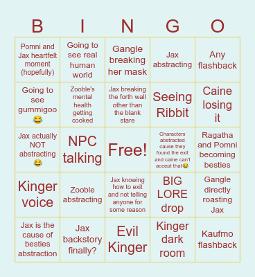 TADC episode 7 Bingo Card