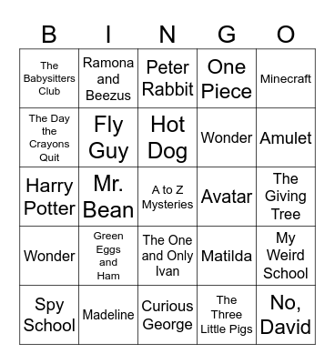 Book Week Bingo Card