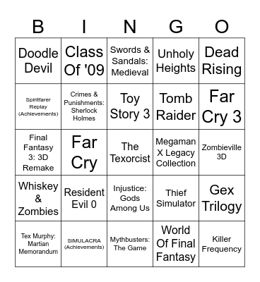 Old Games To Finish 2026 Bingo Card