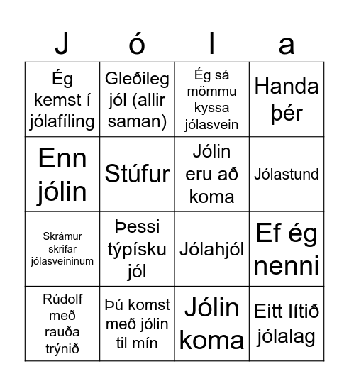 Jólalagabingó Bingo Card