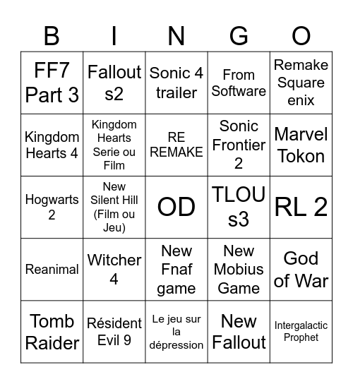 TGA ANNOUNCEMENT Bingo Card