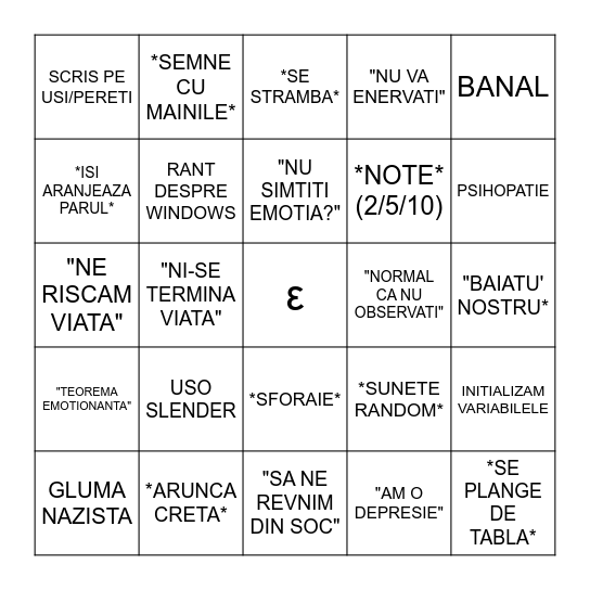 GHIUGO Bingo Card
