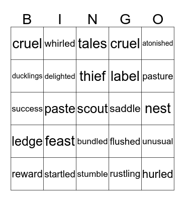 VOCABULARY Bingo Card