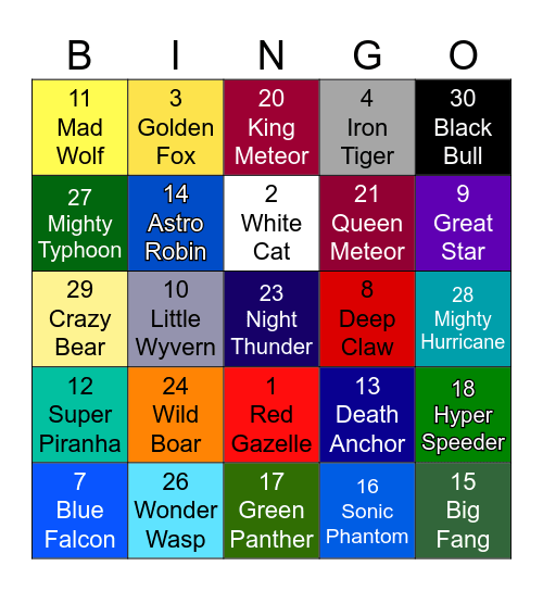 Big Blue Bingo Card