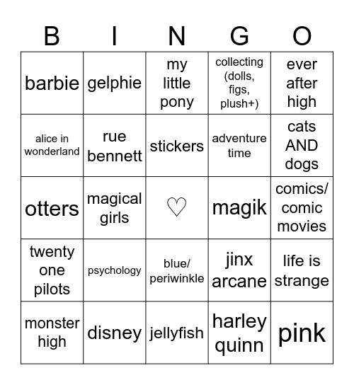 aya's favs! Bingo Card
