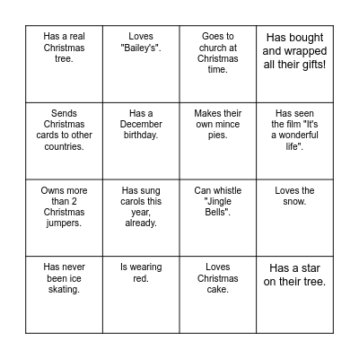 LPMSC Christmas "People Bingo" Bingo Card