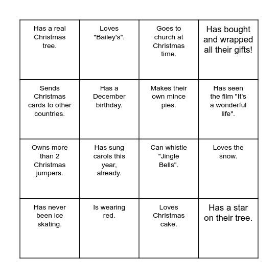 LPMSC Christmas "People Bingo" Bingo Card