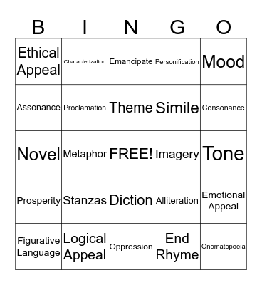 Final Review Bingo Card