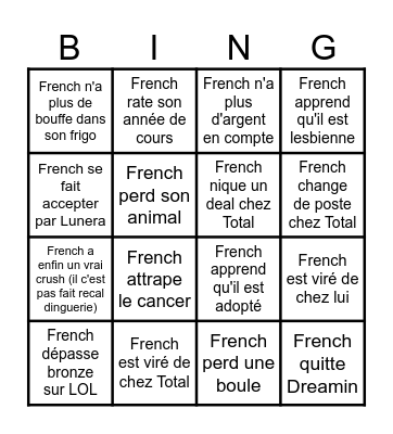 Qu'est-ce que French nous réserve dans 1sem Bingo Card