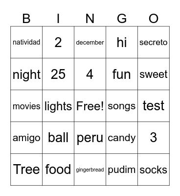Xmas Bingo Card