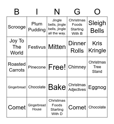 Holiday Bingo Card