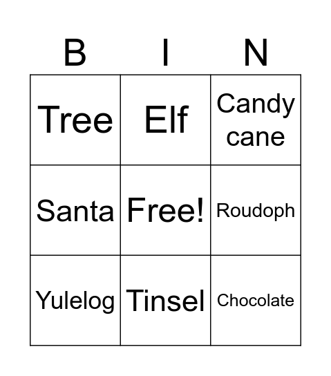Christmas Bingo Card