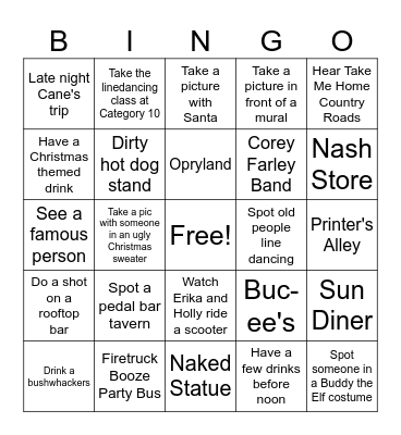 Nashville #2 Bingo Card