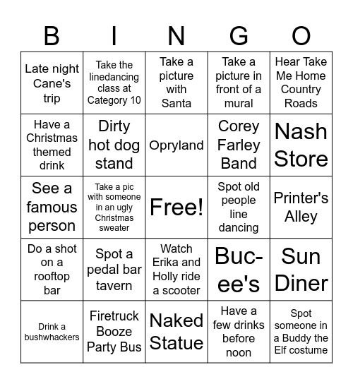 Nashville #2 Bingo Card