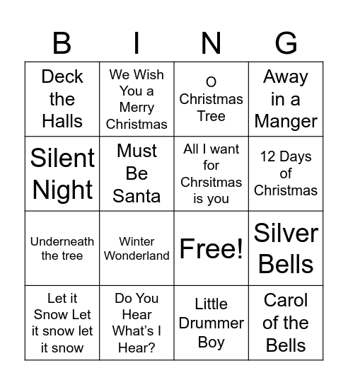 Christmas Bingo Card