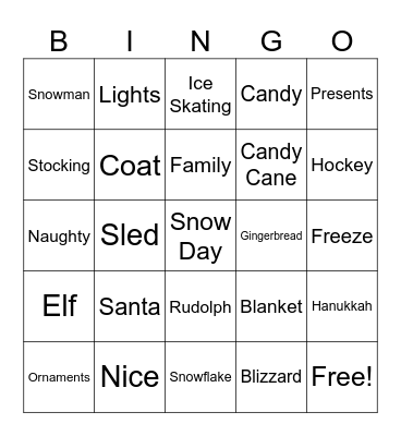 Winter Bingo Card