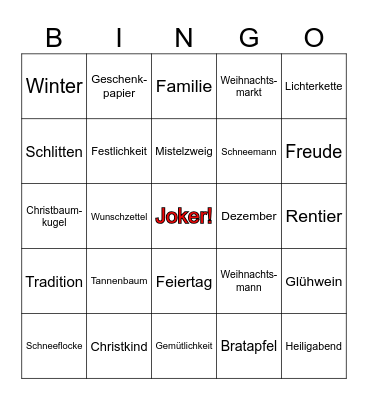 Merry Christmas! Bingo Card
