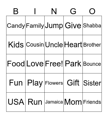 Mother's Day 2013 Bingo Card