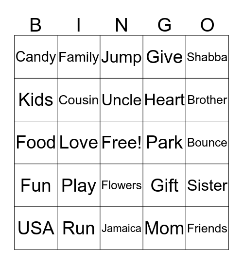 Mother's Day 2013 Bingo Card