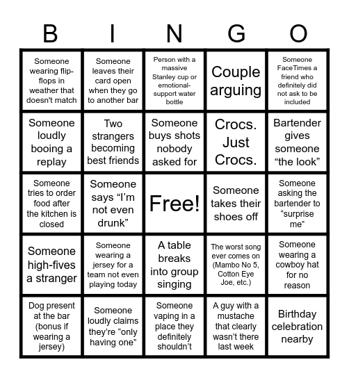 Sunday Funday! Bingo Card