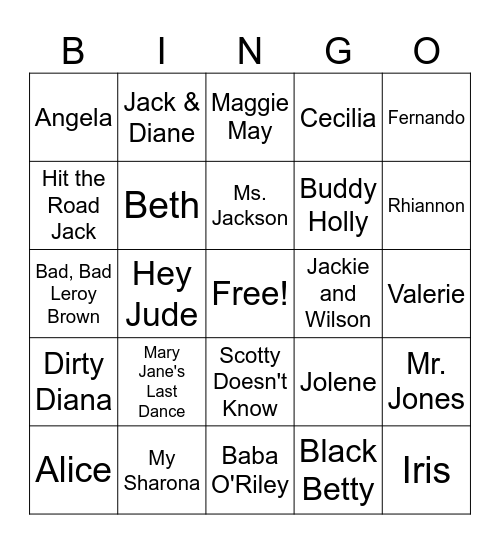 Name Game Bingo Card