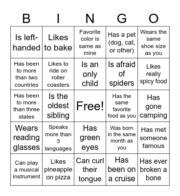 Icebreaker Bingo: Find Someone Who Bingo Card