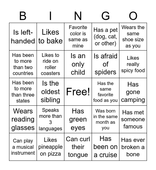 Icebreaker Bingo: Find Someone Who Bingo Card