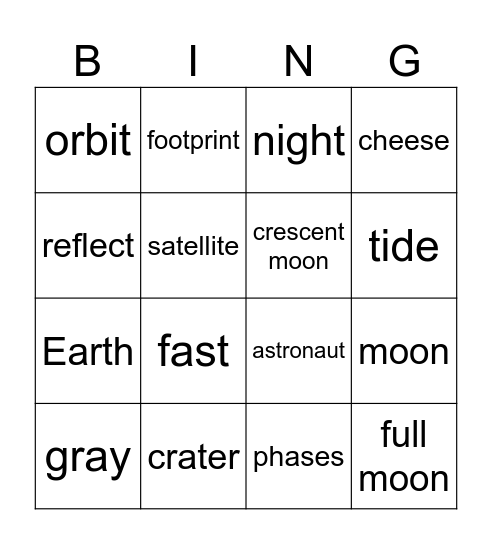 MOON Bingo Card