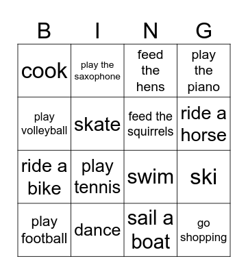 Free time Bingo Card