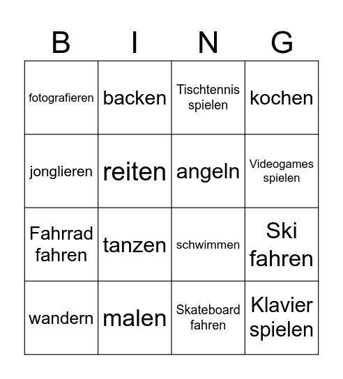 Kannst du gut Fahrrad fahren? Bingo Card