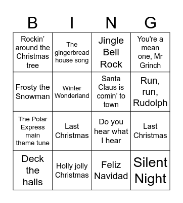 Christmas Bingo Card