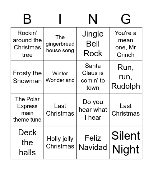 Christmas Bingo Card