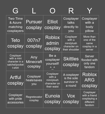 something evil will happen cosplay bingo Card