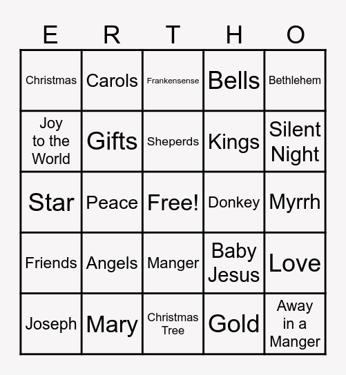 ERTH Party Fun! Bingo Card