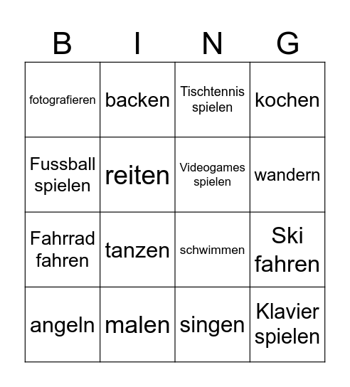 Kannst du gut Fahrrad fahren? Bingo Card