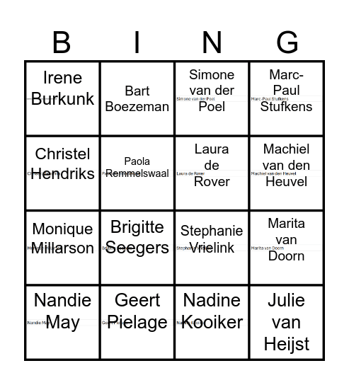 BM&C Kerstborrel Bingo Card